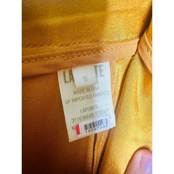 LAPOINTE Mustard Yellow Satin Pleated Front Zipper Relaxed Pants Size 8 - Picture 14 of 16